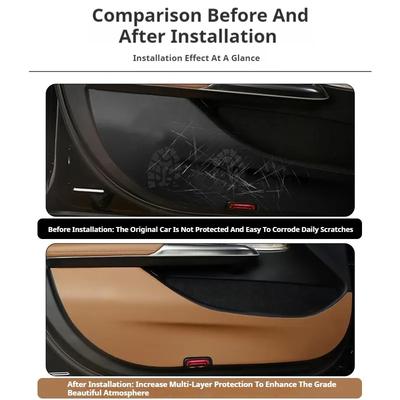 4Pcs for ZEEKR 001 2024 2025 Leather Carbon Fiber Sticker Door Anti Kick Cover Protection Mat Door Sill Sticker