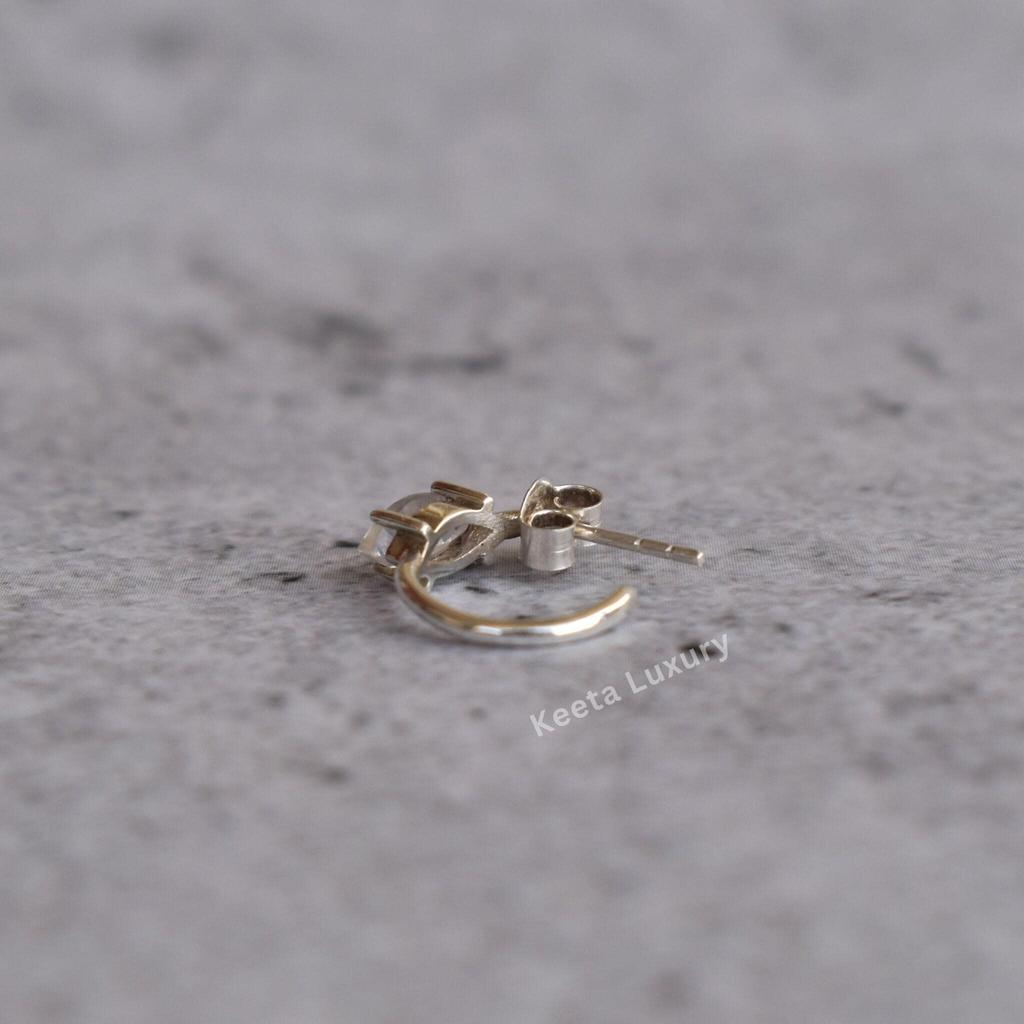 Natural Blue Sheen Moonstone Earrings 925 Pure Sterling Silver Studs Dainty Moonstone Handmade Earrings Moonstone Dangle Gift for Her