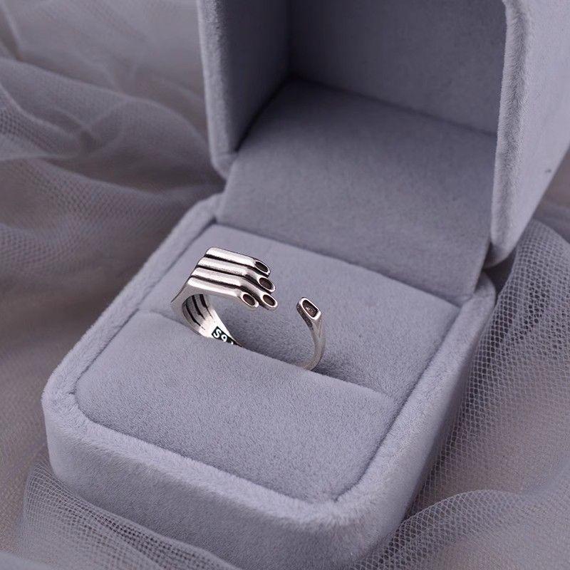 Sterling Silver Geometric Ring Handmade Irregular Vintage Style Finger Ring Hypoallergenic Jewelry Gift