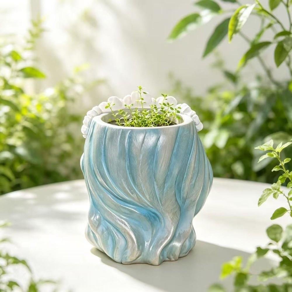 Desktop Storage Girl Shape Planter Decoration Fairy Flowerpot Sweet Flower Container Table