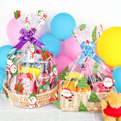 Vánoční dárkové sáčky Plastové Průhledné Vánoční Sáčky na Cukroví se Stahovací Mašlí Sada pro Baby Shower, Rozlučku se Svobodou, Loterii, Velikonoce, Vánoční Párty Potřeby