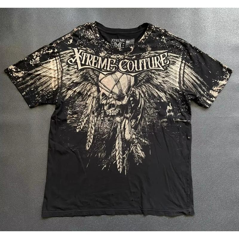 Retro Xtreme Angel Wing Men Yellow Short Sleeves Harajuku High Street American Fashion T-shirt Man Women Summer Tops