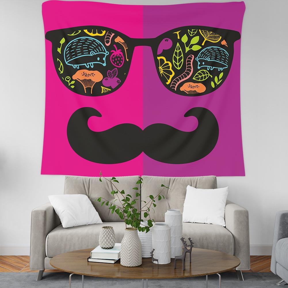 

Простая картина Очки Узор бороды Подвесная ткань Спальня Гостиная Гобелен Домашнее украшение стены Гобелен 100x75cm