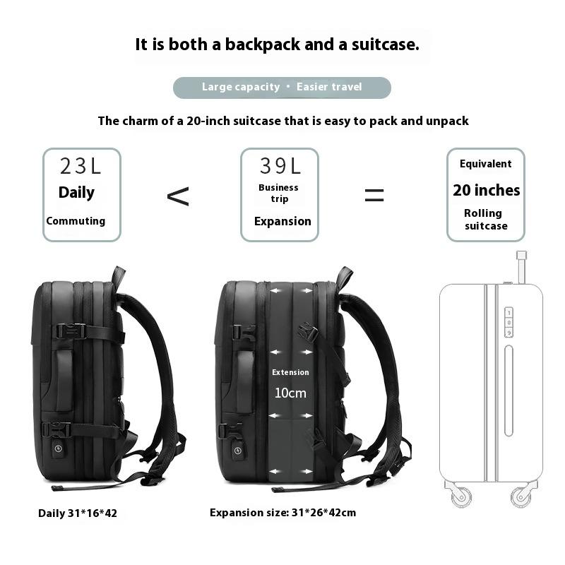 Backpack Men's Large Capacity Business Travel Short Trip Luggage Casual Expandable Multifunctional Computer Backpack