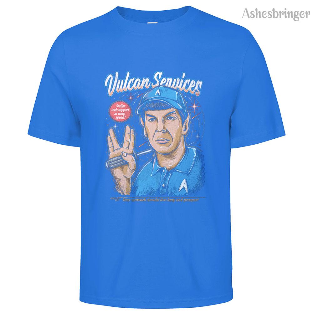 Mens Cotton Star Trek Vulcan Services Graphic T Shirt Street Casual Style Tee for Men and Women