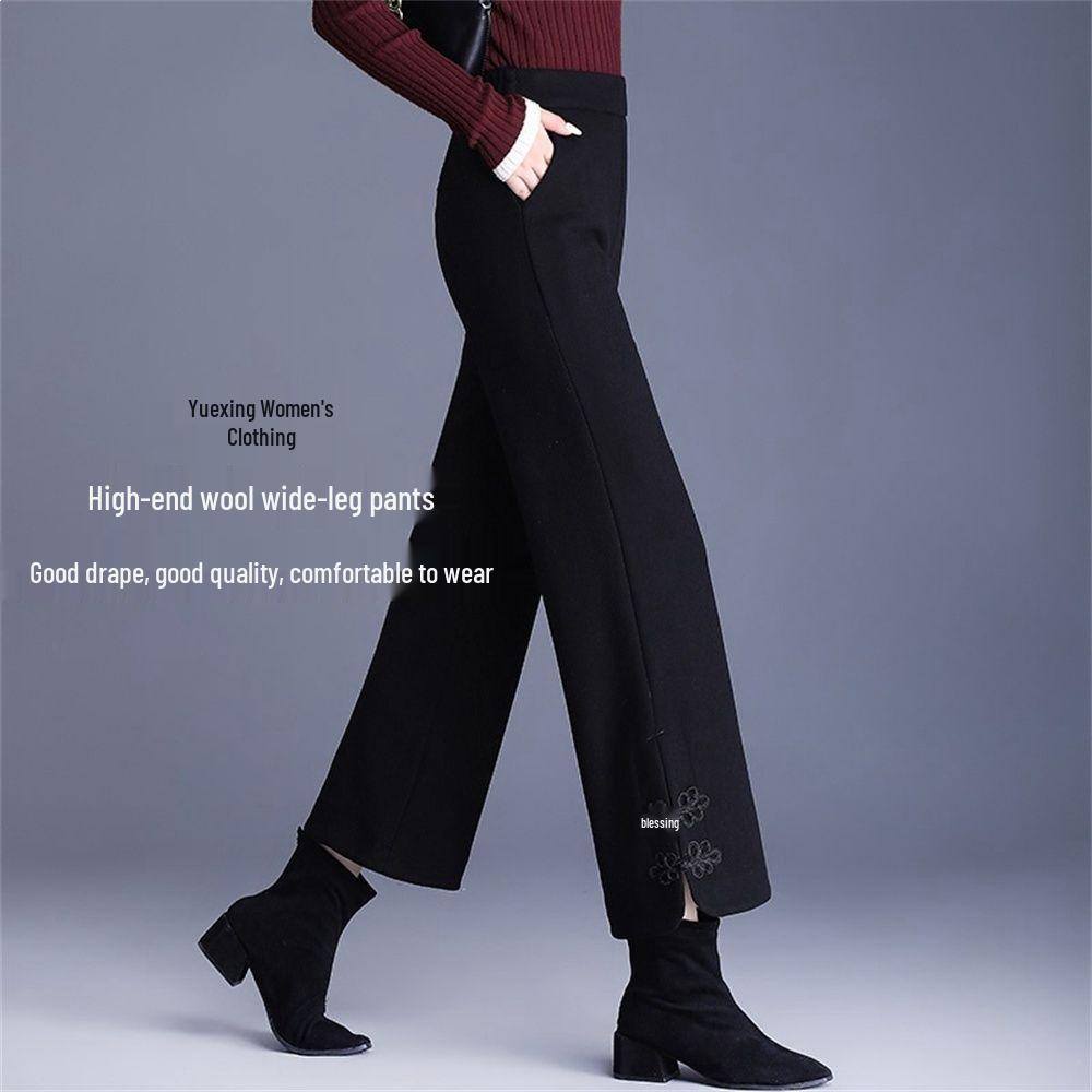 

Mom s Elegant High-Waisted Slimming Nine-Point Frog Button Pants for Short People - Spring 2026 M 90-104 lbs