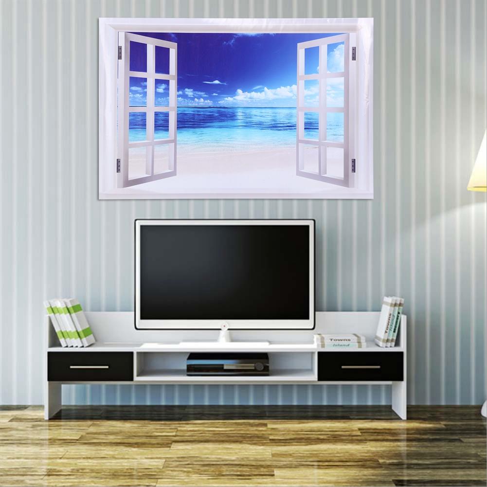 2 ks Modrá Mořská voda a Vzor okna Unikátní Samolepka na zeď Obtisk Dekorace pro Domácnost Dveře Okno