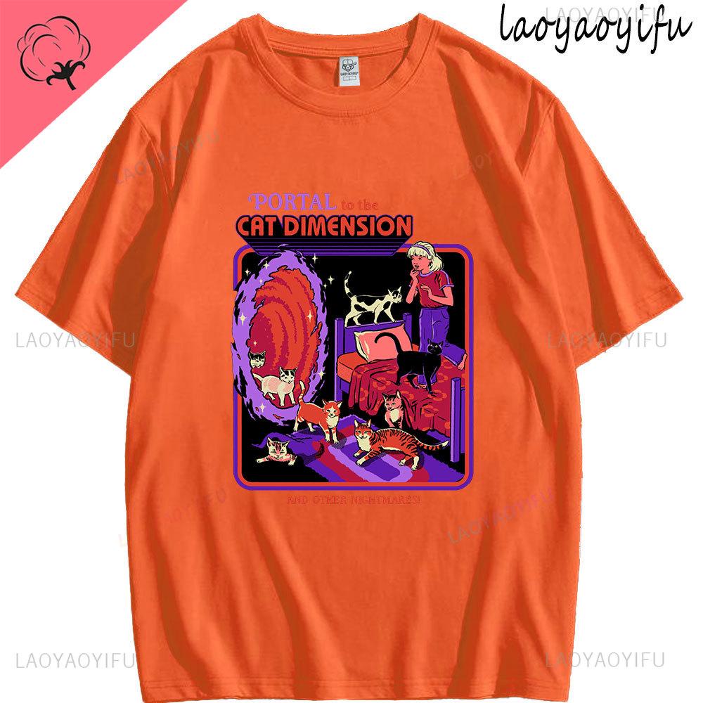 Portal To The Cat Dimension Theme 100Cotton Casual Tee Fashion High Quality Streetwear Summer Shortsleev Mens Womens ONeck