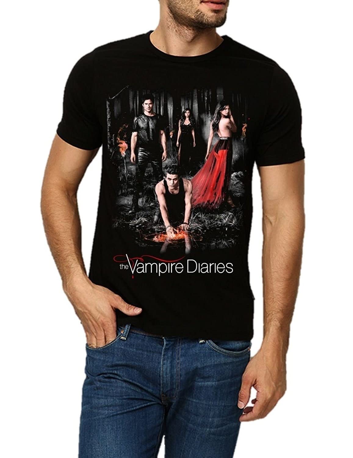 Men Summer T Shirt The Vompire Diories Unisex Fitted Cotton T-Shirt Short Sleeve Couse Tee Shirts Foshion 4XL чёрный