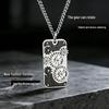 Rotatable Titanium Steel Cross Necklace - Mechanical Military Tag Style for Men