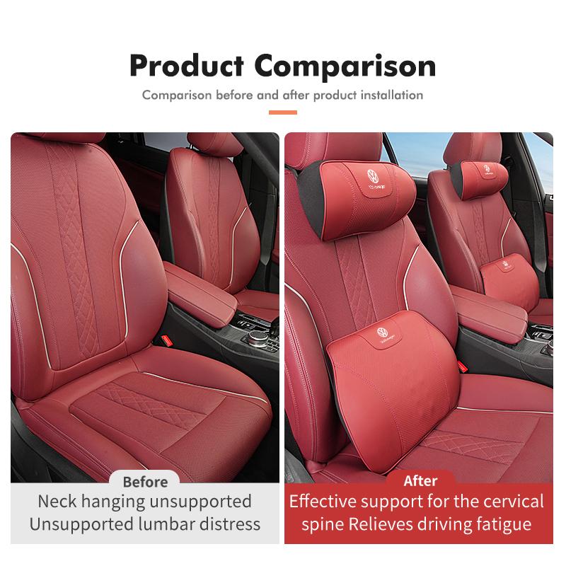 RUN1 For Volkswagen VW Car Headrest Lumbar Support Memory Foam Pillow Accessories Scirocco Jetta Beetle Golf 4 5 6 Passat Polo B5