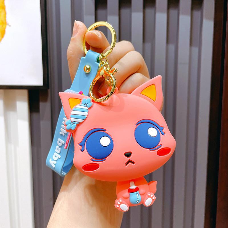 Cute Silicone Mini Coin Purse Adorable Cat Keychain Accessory For Gifts And Parties