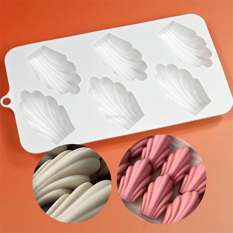 6-jamkový design Madeleine Forma na čokoládovou pěnu DIY Tvar mušle Dorty Silikonové formy Francouzský dezert Nástroje na zdobení dortů Pečicí forma