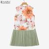 ZANZEA Women Casual Round Neck Print Patchwork Summer Sleeveless Dress
