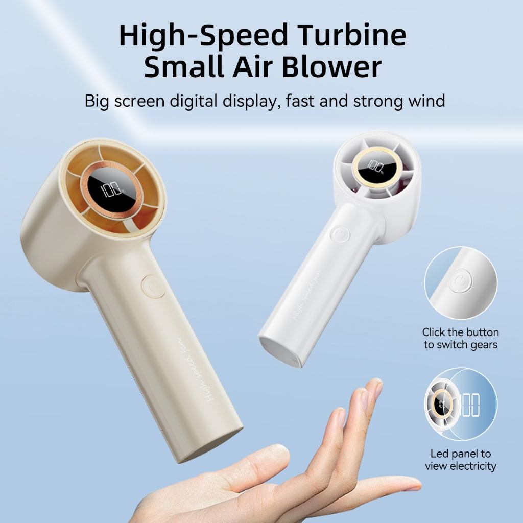 Bærbar vifte Høyhastighets Håndholdt USB-lading Digital skjerm 100-hastighets vind Turbo Liten vifte