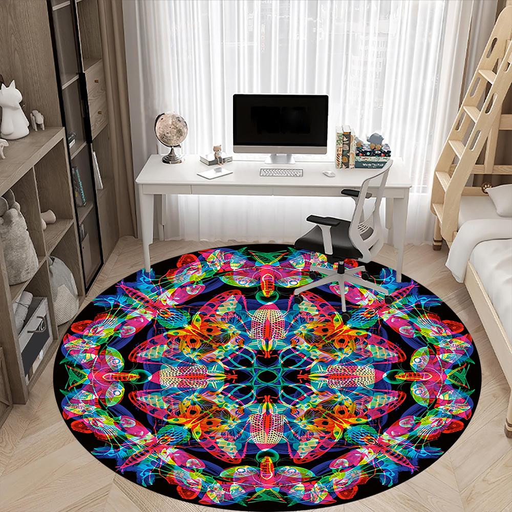 1pc Butterfly Kaleidoscope Chair Carpet for Office - Durable, Ideal for Chair Mats, Stylish & Functional Decorative Rug yy260130096