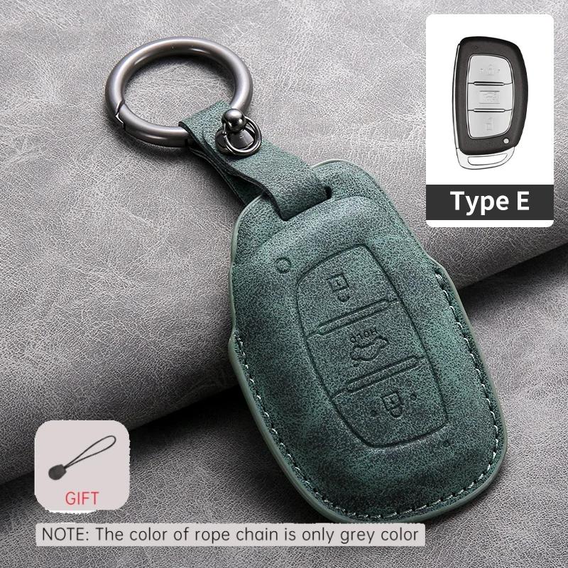 Leather Car Key Case Cover Holder Keychain Protector Shell for Hyundai Ix35 Ix45 Ix25 I10 I20 I30 HB20 Sonata Verna Solaris