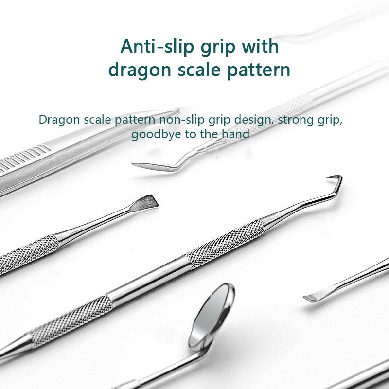 Stainless Steel Dental Tools Mouth Mirror Probe Tartar Protector Tartar Tools Dentist Tool Set With iron box Family travel