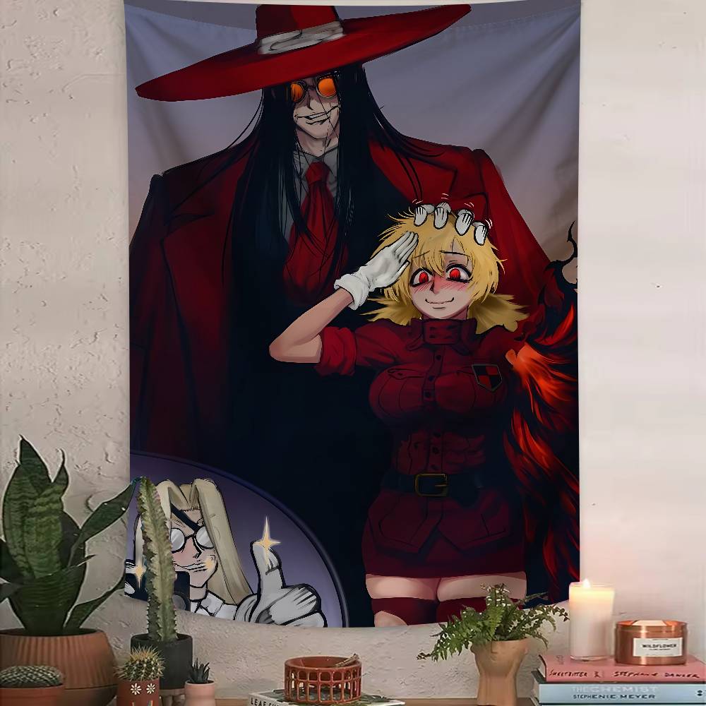 Cool Alucard Anime HHellsing Tapestry Art Printing Japanese Anime Wall Tapestry Anime Wall Hanging Home Decoration