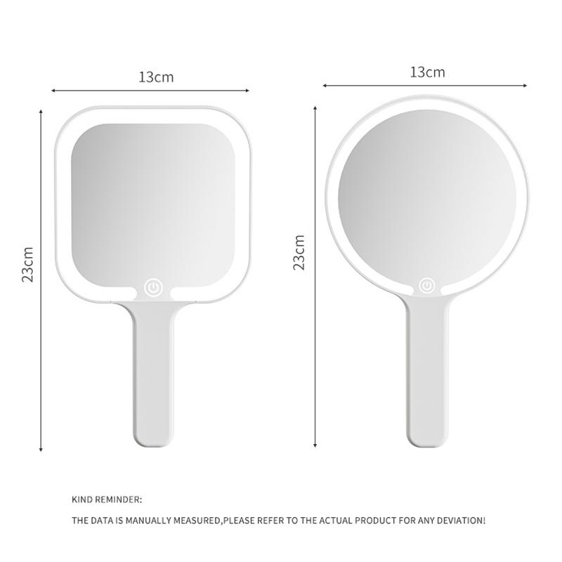 Handheld Makeup Mirror 3 Colors LED Light Mirrors Portable HD Intelligent Touch Screen Control Cosmetic Mirror Type-C Charging