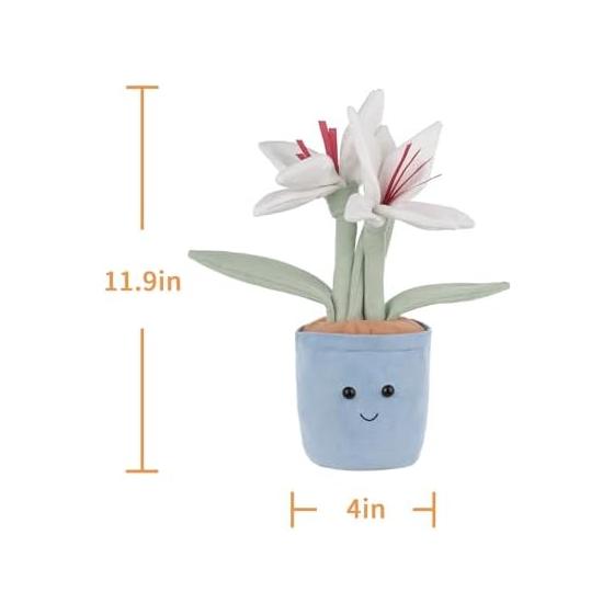 Apricot Lamb Potted Lily Flower Plush Toy, Soft and Cute, Fluffy Potted Lily Flower, 30cm