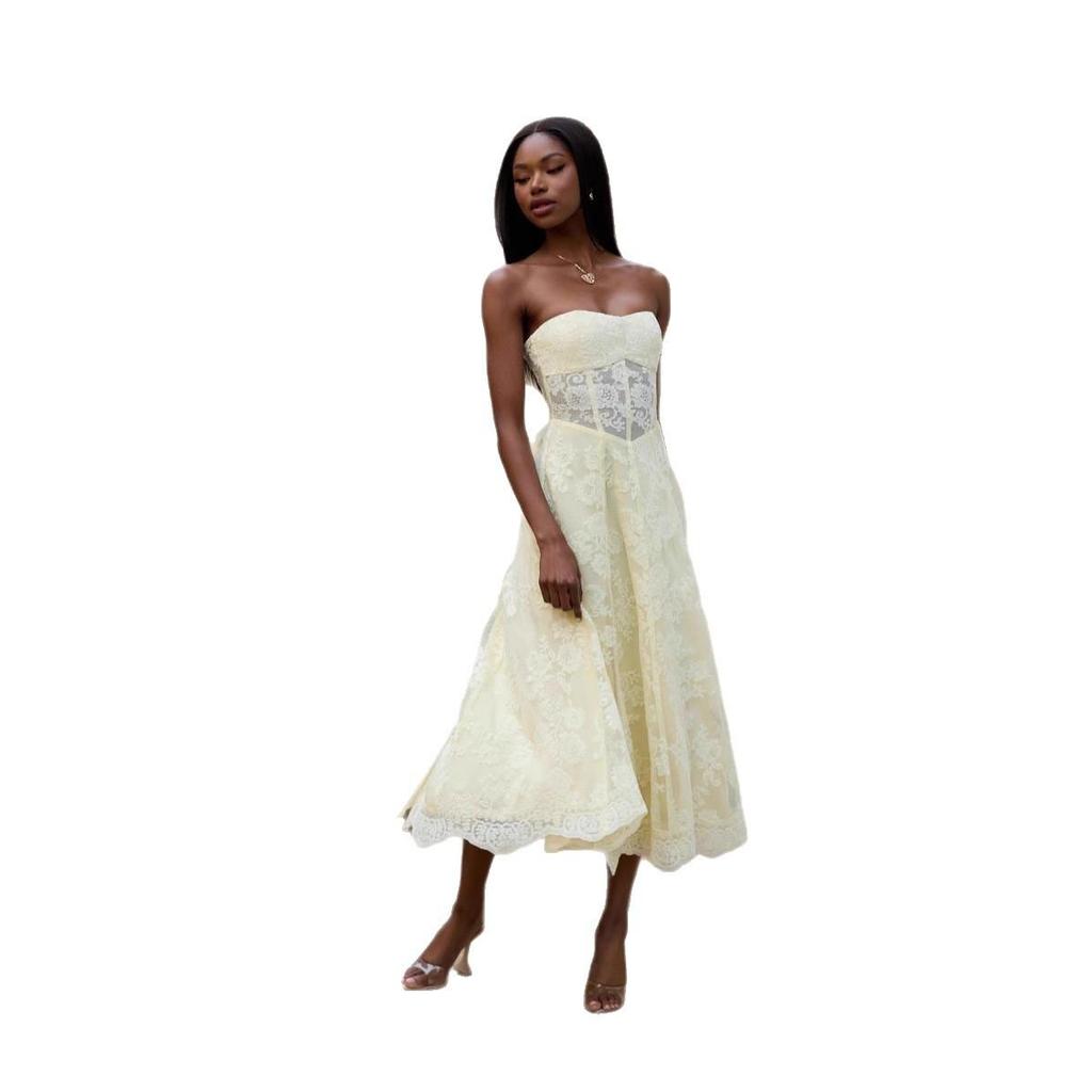 Damen Weiß & Rosa Blumendruck V-Ausschnitt Rüschenärmel Bindegürtel Schlitz Maxikleid