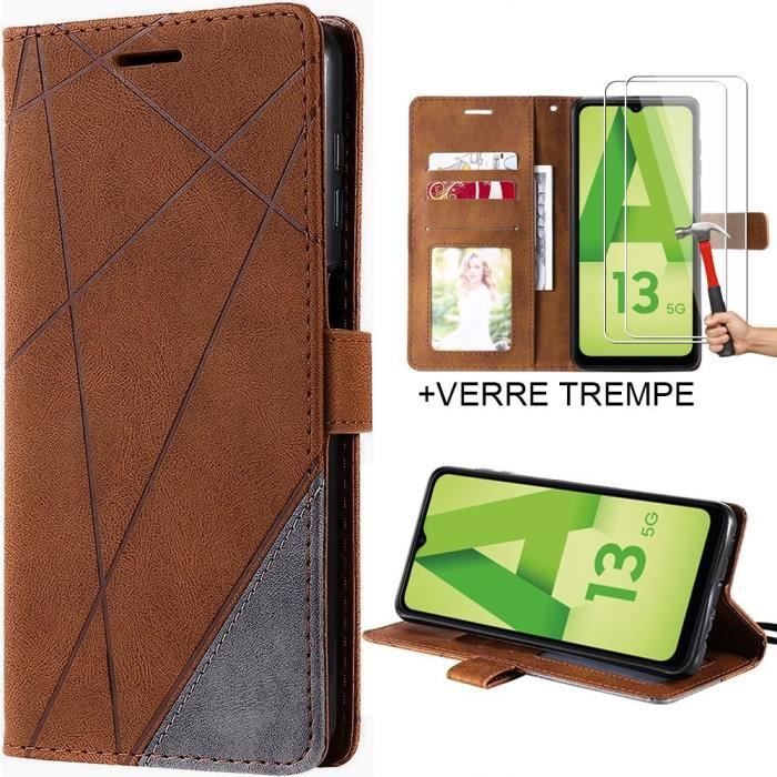 Coque de protection - BOOLING - Samsung Galaxy A13 5G - Marron - Anti-Choc - 2 verres trempés