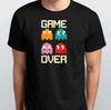 Game Over 80s Oversized Nostalgi Arcade 100% Cotton T-shirt Mens Tees Top S M L XL XXL 3 4 XL Black