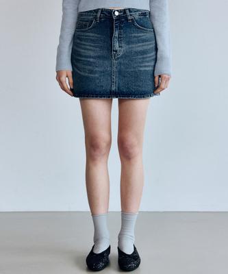 Nigaennikol Washing Denim Mini Skirt_Blue