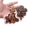Korean Leather Leopard Print Flower Keychain Car Keyring Handbag Backbag Bag Pendant Hanging Ornament