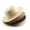 Women Summer UV Protection Straw Sun Hat Wide Brim Korean Style Pearl Decor Beach Foldable Travel Elegant Lightweight
