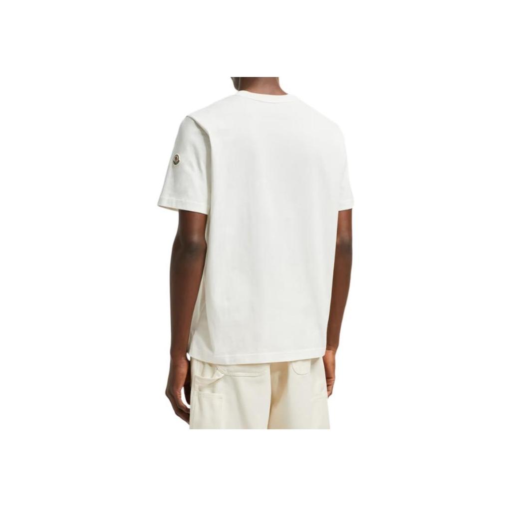 Moncler Letter Neck Print Loose Fit Round Neck Short Sleeve T-Shirt Men Tops White K1-091-8C00078-8390T-034