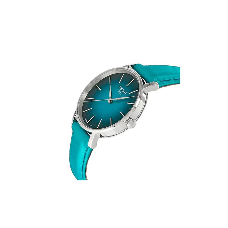 Tissot Quartz Movement 50 Meter Water Resistance Women's Watch 34mm Green Dial Leather Strap T143.210.17.091.00