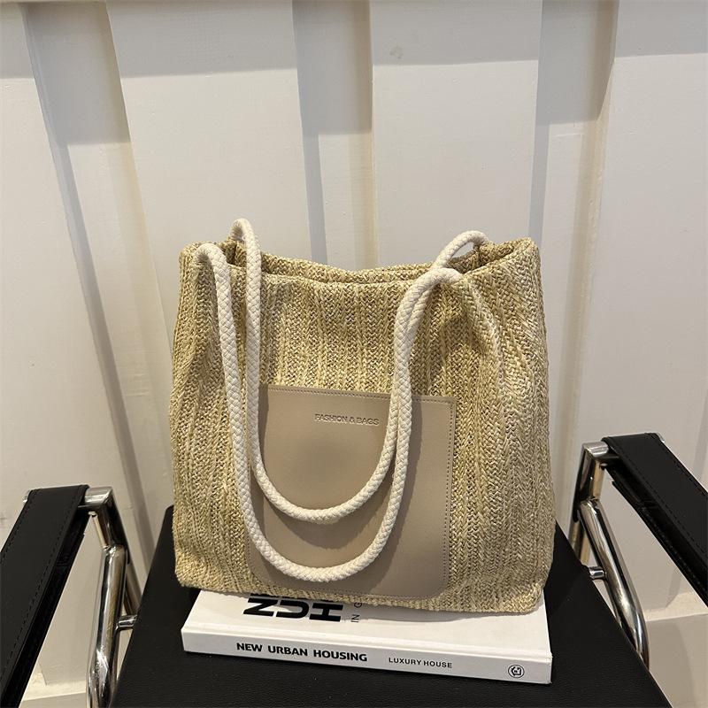 2024 Summer Trendy Women's Straw Woven Tote - Large Capacity, Simple & Fresh Shoulder Bag
