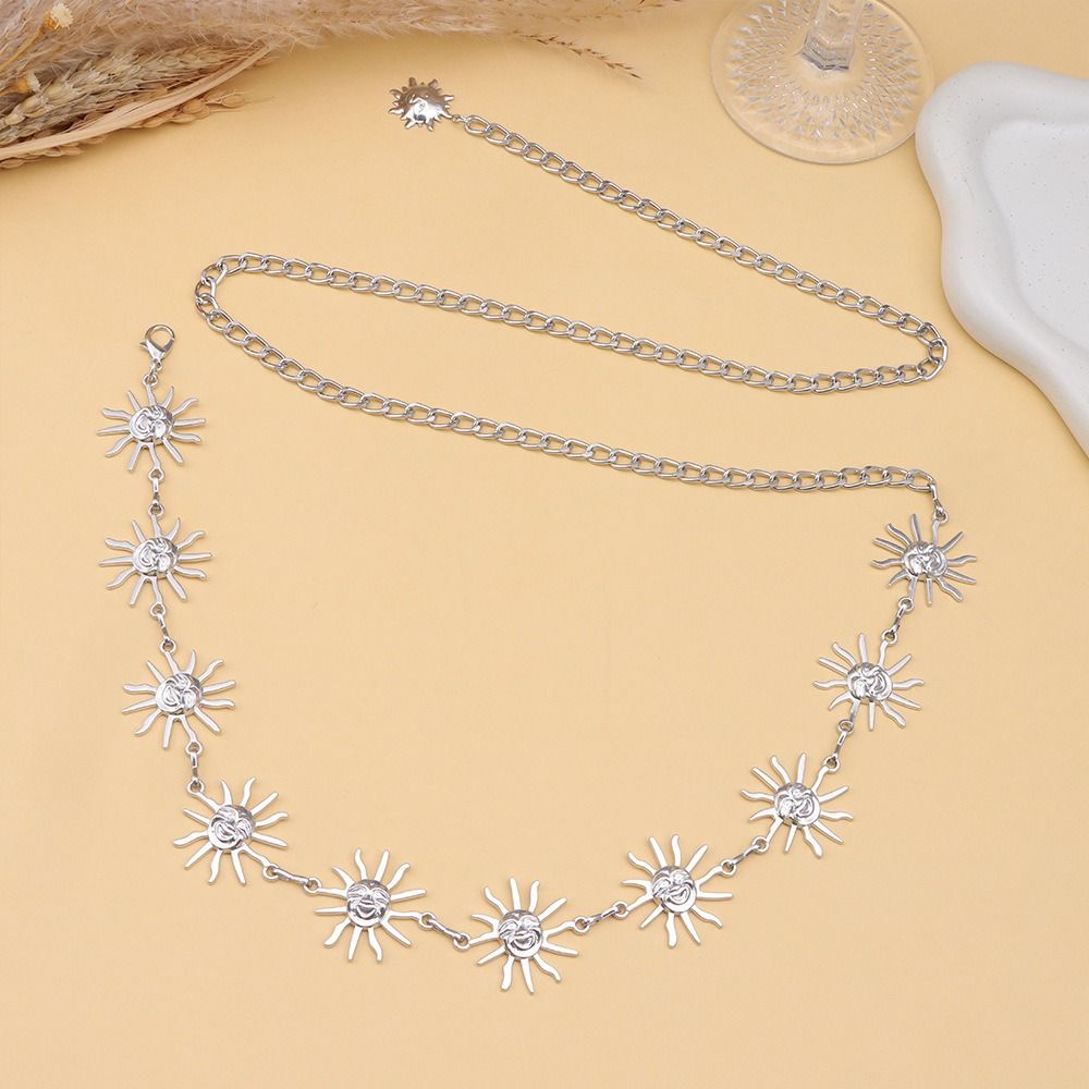 Vintage Punk Waist Chain Retro Alloy Waistband All-match Dress Cummerbands  For Women