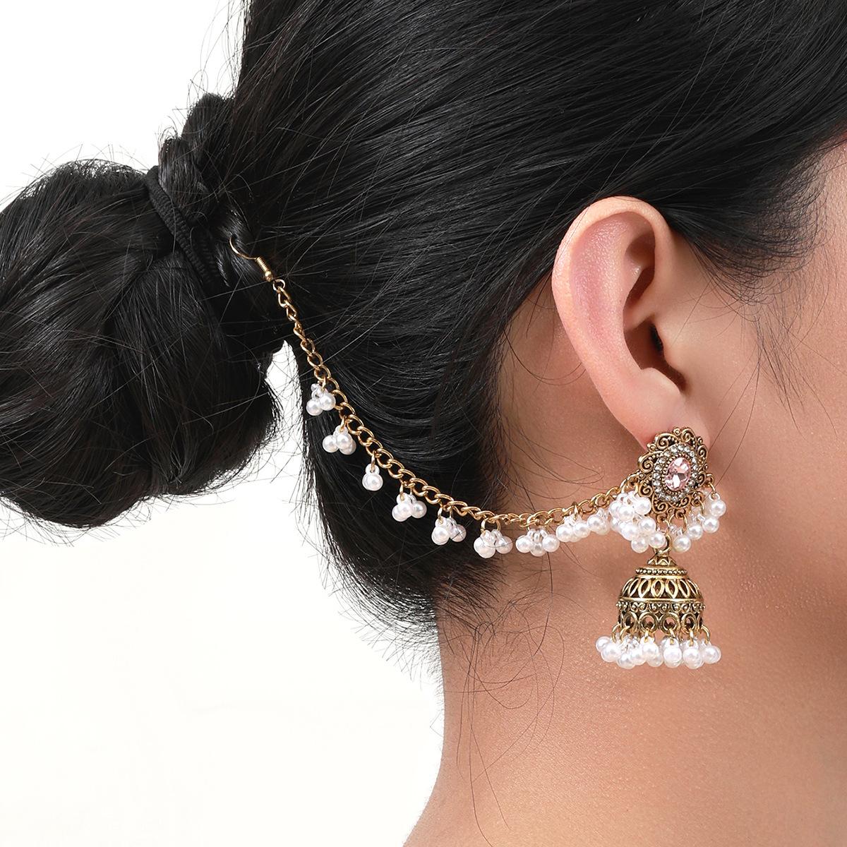

Bohemian Ethnic Tassel Earrings for Women , Retro Chic Light Fashion Stud Earrings , Titanium Alloy рожевий