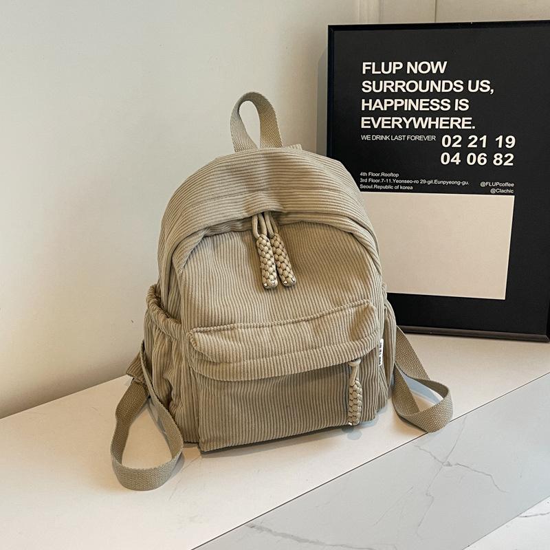 Schoolbag Winter Corduroy Small Backpack Women's 1011 New Student Casual Velvet Backpack Ins Mori Small Backpack