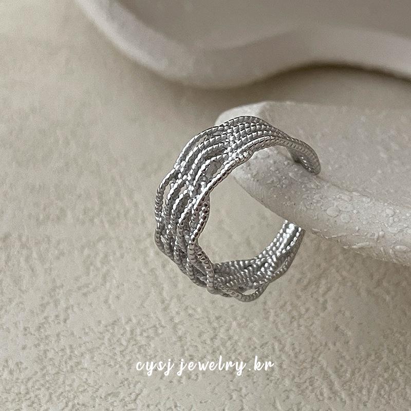 Cui Yan S925 Sterling Silver Adjustable Korean Lace Woven Ring – Women s Simple Fashion Open Niche Design. Open Adjustable