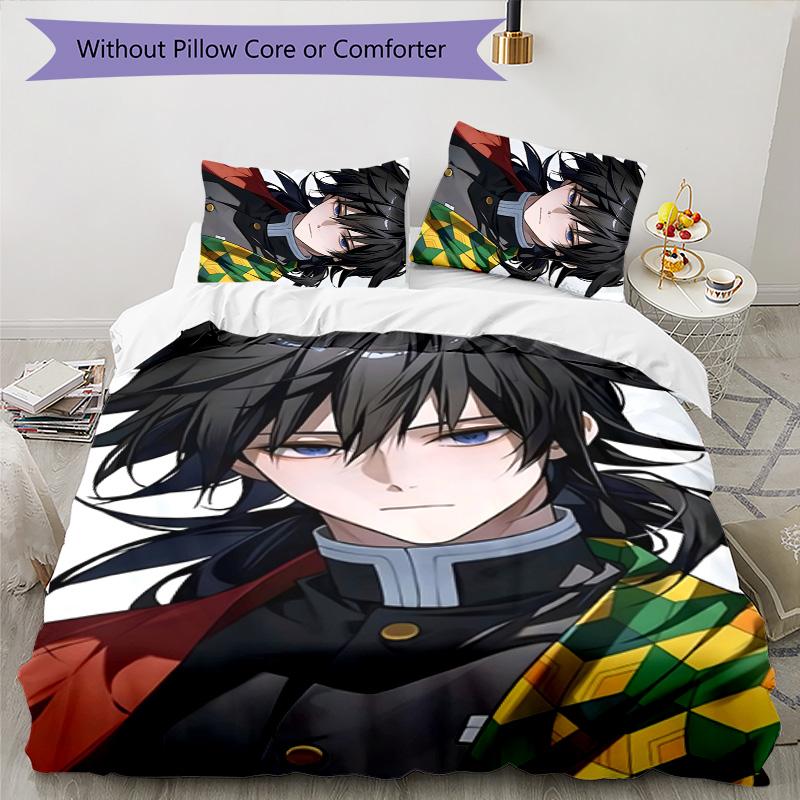 3pcs Tomioka Giyuu4 Design Cover Set - HD Printed Bedding with 1 Cover and 2 Pillowcases - Perfect for Home and Dorm Decor