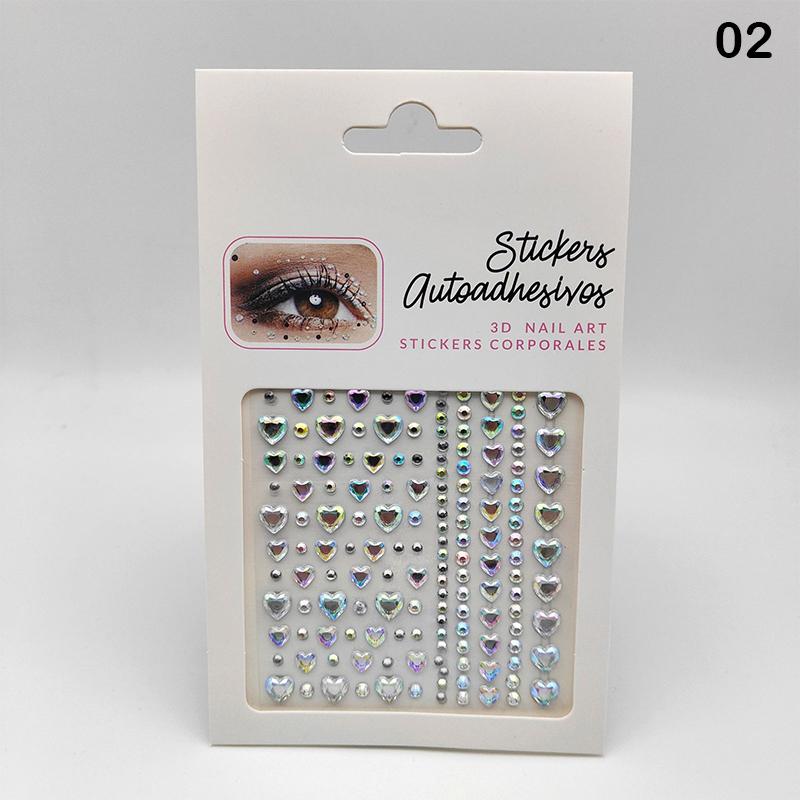 Gesichtsstein-Aufkleber 5D Bunter Strass-Tattoo-Lidschatten-Aufkleber für Festival Nägel Körper Make-up Bling Schmuck DIY Dekor
