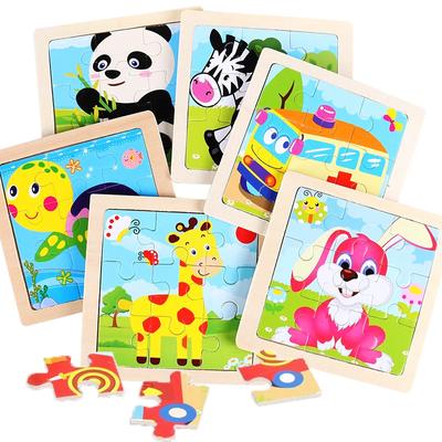 9 pièces Puzzle en Bois Petite Taille Jouets Montessori pour Bébé Puzzle 3D Jeu de Plateau Jouets Éducatifs pour Enfants Cadeau