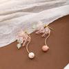 Sweet And Gentle Pink Long Color Lily Of The Valley Earrings, Fresh Girlish Temperament Fashionable Stud Earrings For Women