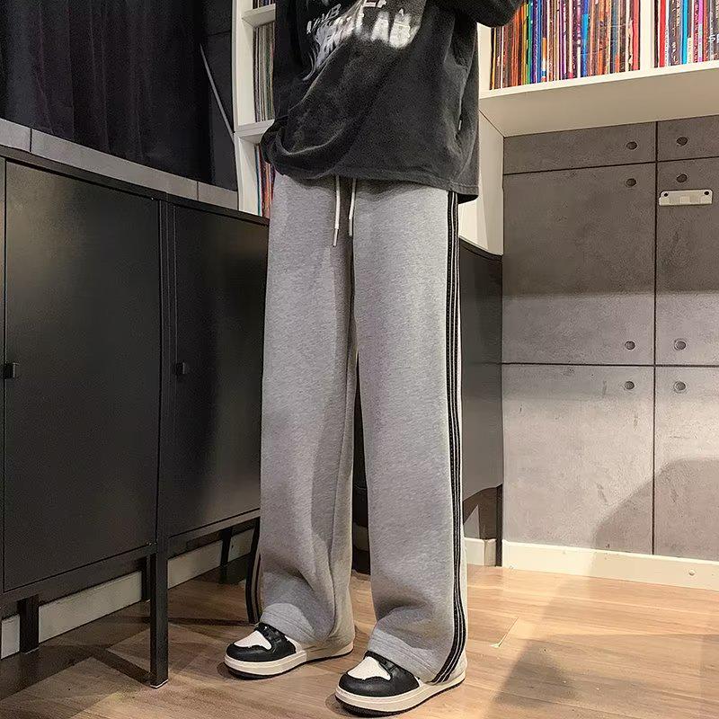 Men's Striped Nine-Point Sweatpants - Casual Korean Style for Spring & Autumn