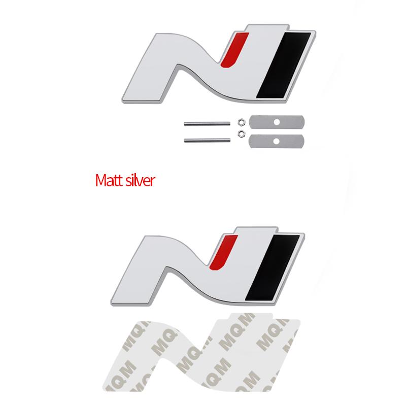 Wdjnt5 Glänzend Schwarz Metall N Kühlergrill Emblem Heckklappe Karosserie Abzeichen Aufkleber Für Hyundai N LINE Veloster Kona Elantra i30 i20 Tucson Sonata
