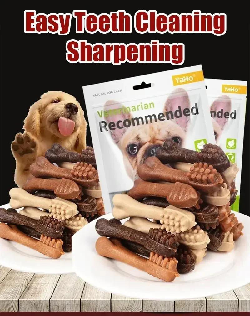 Dog Teethers Clean Teeth Fresh Mouth Deliciou Nutrition Healthy Training Reward Snacks Toothbrush Bone Shape Increase Resistance