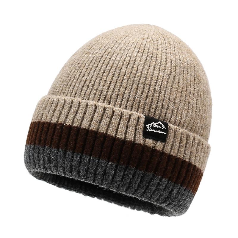 Winter Warm Wool Hat Knitted Pullover Hat Velvet Windproof Ear Protection Hat Thick Biker Hat for Men Women