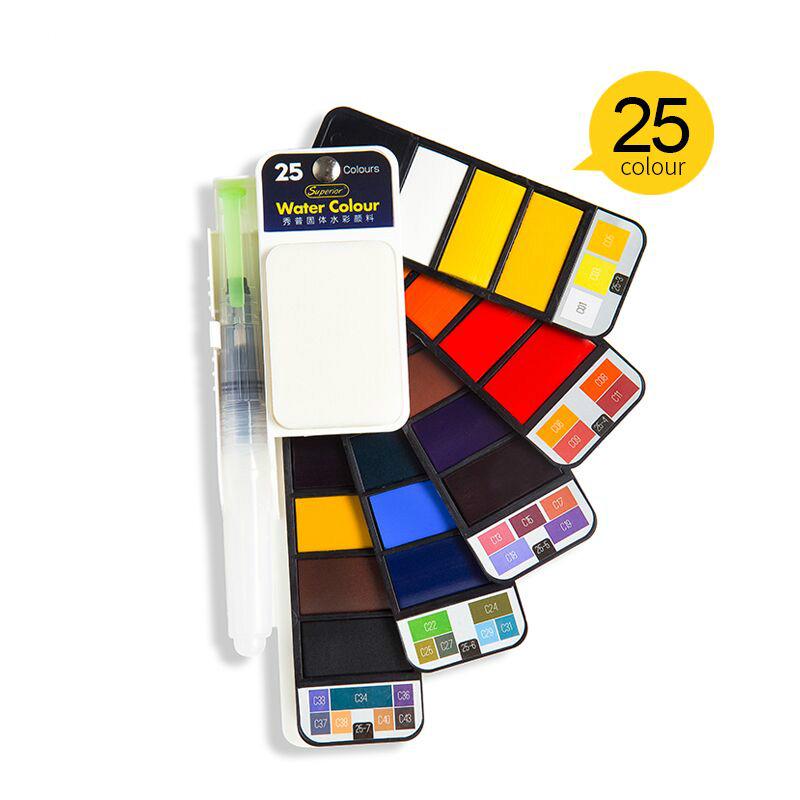 Buy 18/25/33/42 Solid Watercolor Paint Set With Water Brush Pen