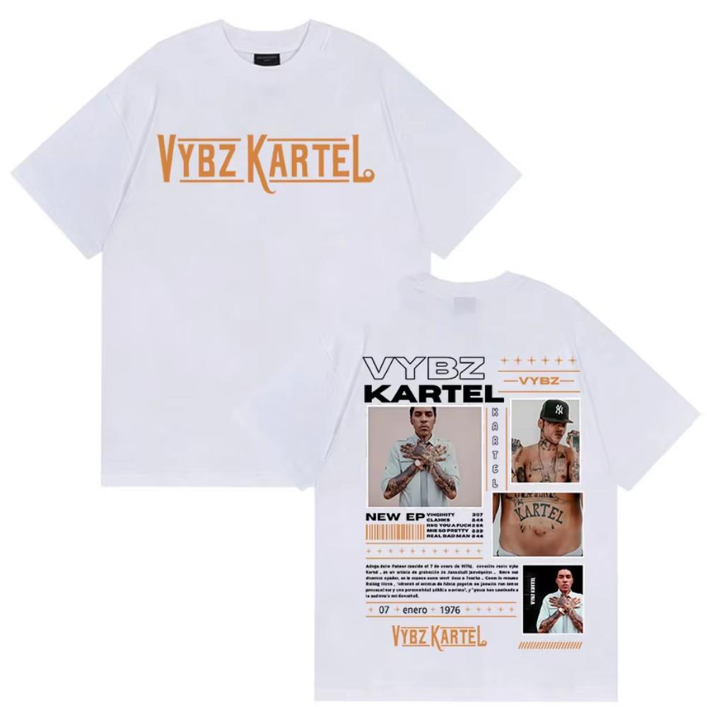 Rapper Vybz Kartel Album 2025 Graphic T Shirts Men Hip Hop Gothic Fashion T-Shirt Women Retro Oversized Cotton Tshirt Streetwear