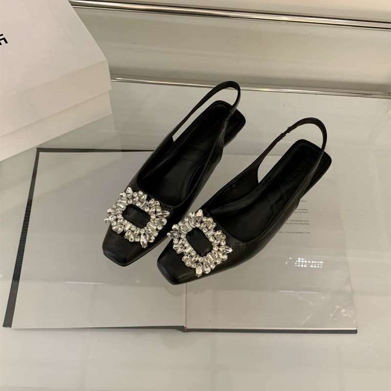 Women's bag head sandals women's summer wear new Korean version of rhinestone French temperament fairy style silver thick heel shoes