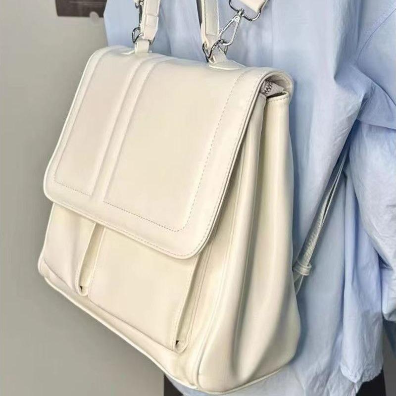 Damenrucksack Pendler Leder Mode Doppelschultertasche Student Große Kapazität Schultaschen Handtasche Klappe Umhängetasche